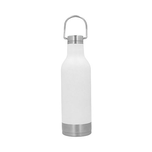 T-109, Termo con doble pared de acero inoxidable, tapa con asa metálica enroscable y base de metal. Cap. 500 ml.